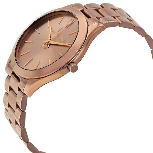 NEW Michael Kors Slim Runway Brown Stainless Steel Watch MK3418 Womens - Picture 4 of 7